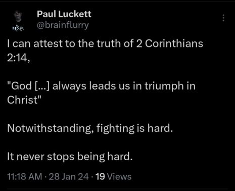 Paul Luckett | Brainflurry.com - Fighting Never Stops Being Hard