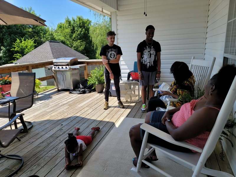 Nana Rose Luckett seeing her grandson Chris Luckett and his friend Gaige Boniol for the first time…