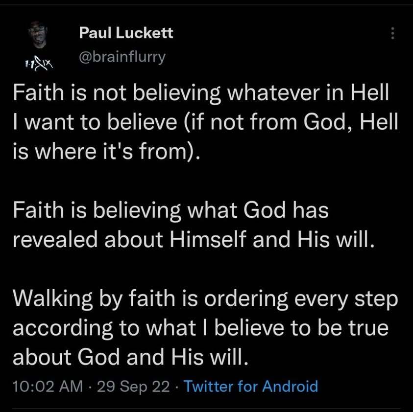 The problem is a lot of what we believe are lies. (1 John 4:1) EDIT: And, why do we believe lies?…